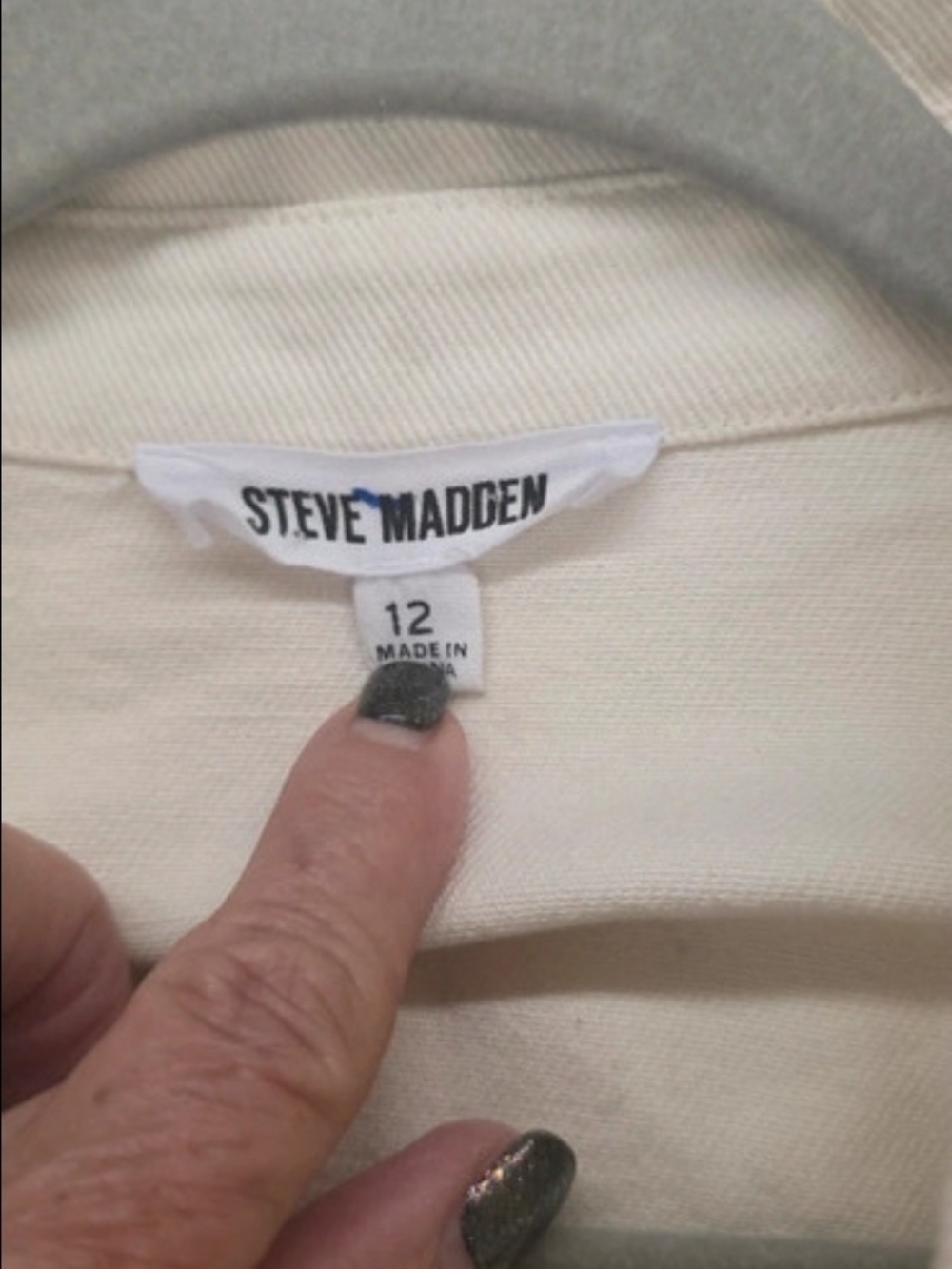 Steve Madden Krisha Denim Button Down Mini Dress Ecru Size 12 - Picture 4 of 7